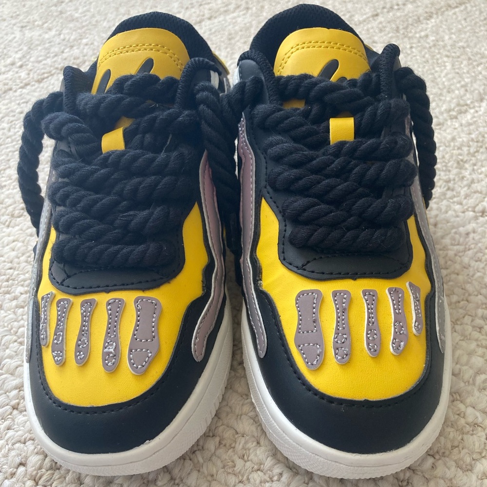 Vibrant Yellow and Black Youth Sneakers